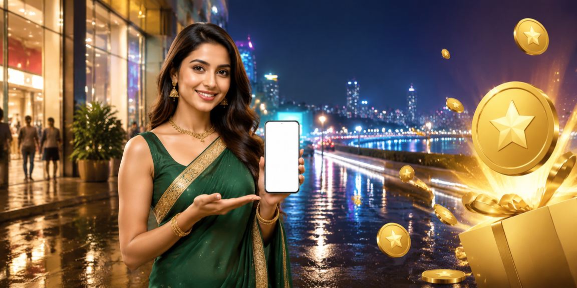 User playing sports betting on mobile device at Mumbai Marine Drive